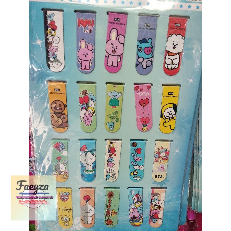 terbaru!! 20 pcs pembatas BUKU MAGNET bts bt21