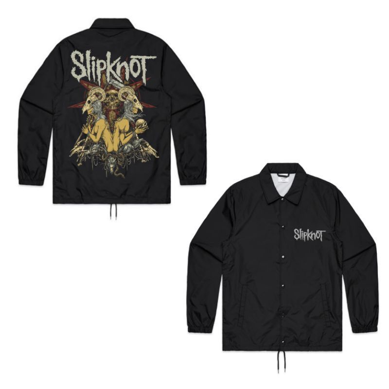 COACH JAKET BAND SLIPKNOT PREMIUM | JAKET SLIPKNOT | WINDBREAKERS JAKET METAL DISTRO PRIA HITAM | wi