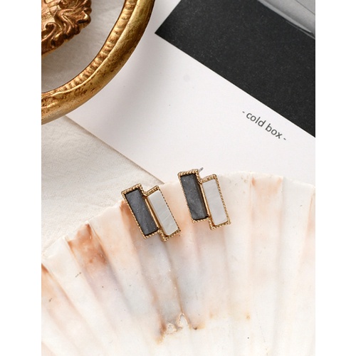 LRC Anting Tusuk Fashion Rectangular Geometric Acrylic Stitching Alloy Earrings