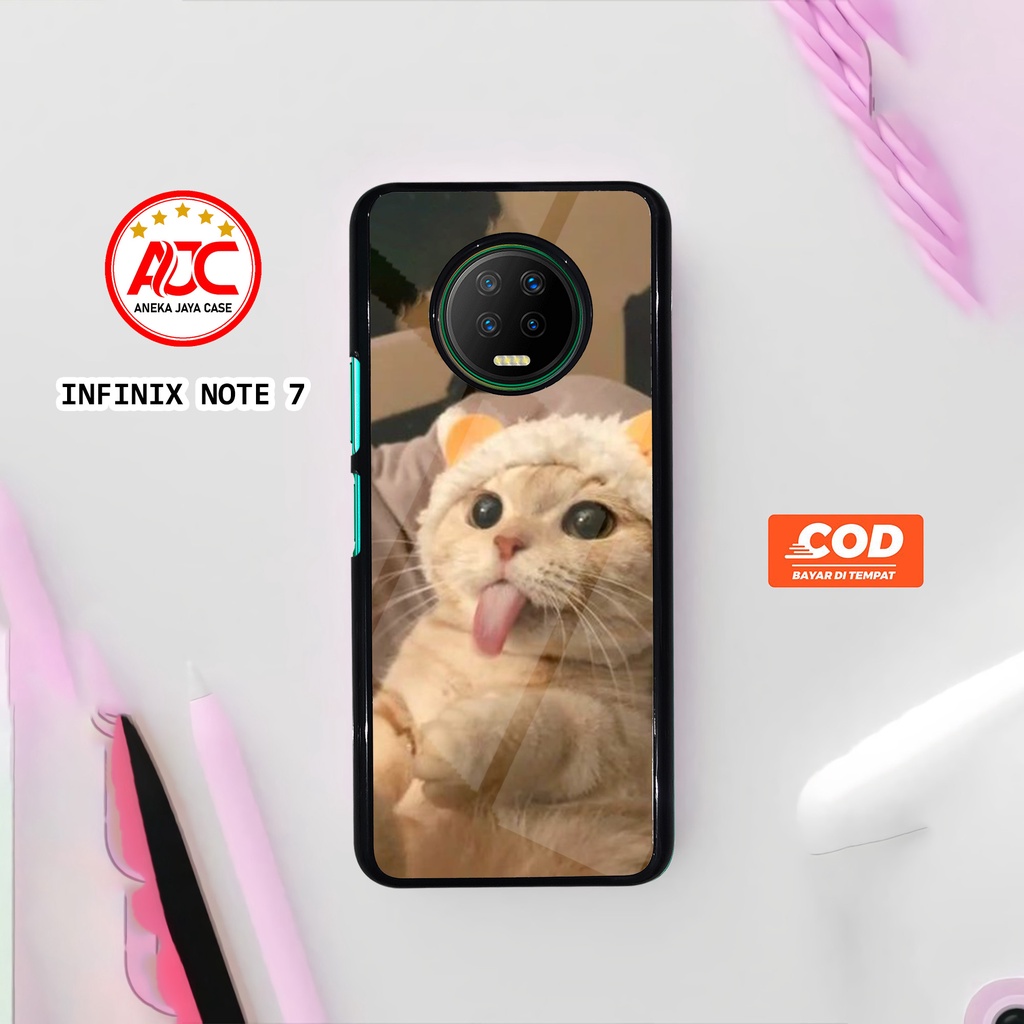 Case INFINIX NOTE 7 Casing INFINIX NOTE 7 Motif CAT CUTE Aneka case Casing aero Sofcase Case hp Casi