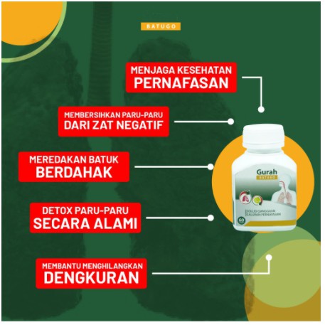 

Obat Batuk Berdahak - Sesak Nafas - Asma - Tenggorokan Kering - Gurah Batugo - Gurah Kapsul Alami