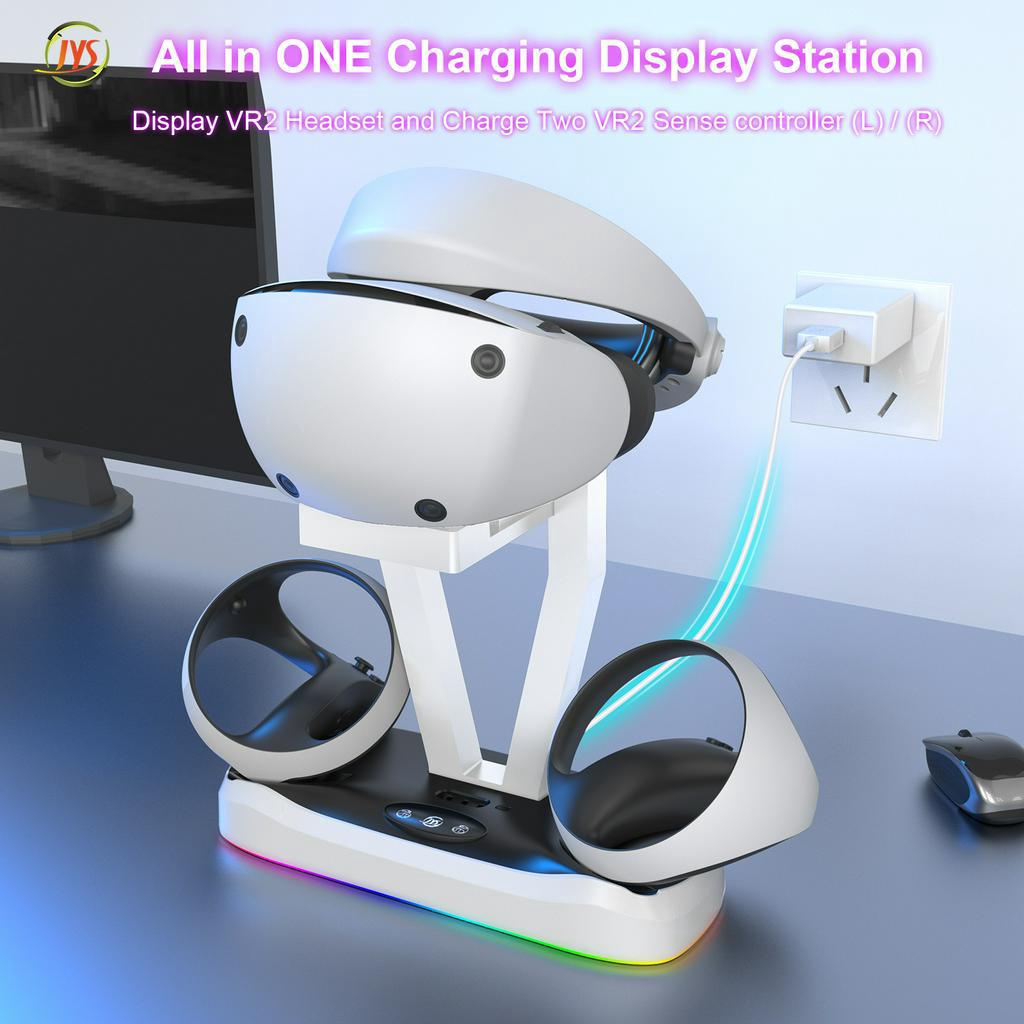 JYS Charging Dock Display Stand For PS5 VR2 / Tempat Cas Stik Controlllers PSVR2 RGB Ambient Light