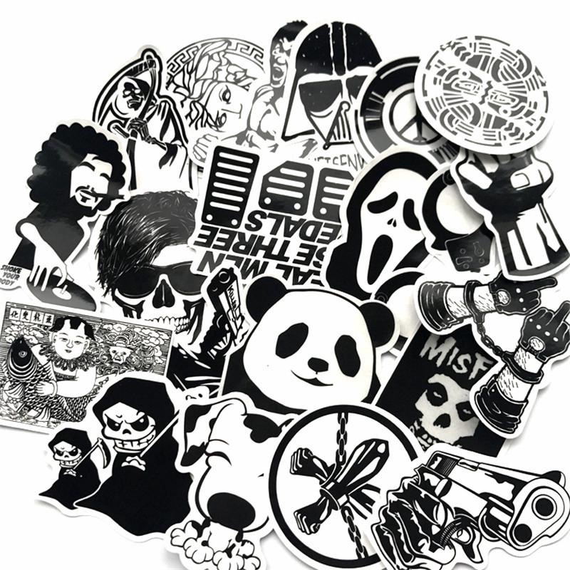 60Pcs Stiker Decal DIY Warna Hitam dan Putih Anti Air JDM 60Pcs Stiker Decal DIY Warna Hitam dan Putih Anti Air JDM