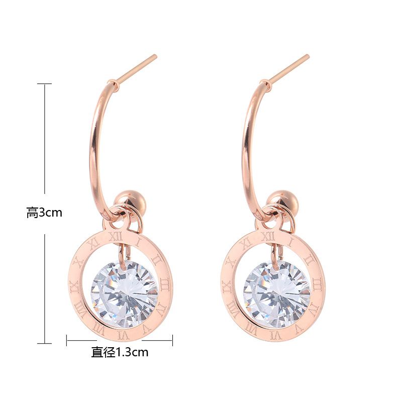 COD! anting titanium stud diamond zircon romawi anti karat import