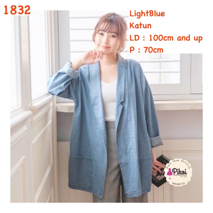 Blazer Wanita Outerwear Panjang Jenice Jumbo Murah Modern Ka VR467 Outer Denim / Luaran Jeans / Out