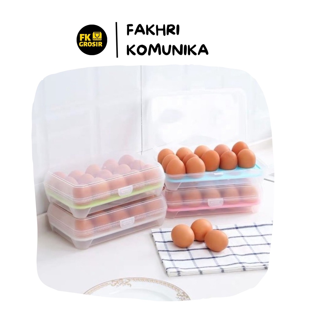 Kotak Penyimpanan Telur 15 Sekat Egg Box Storage Organizer Telur Wadah Penyimpanan Telor Susun Anti Pecah Murah Import