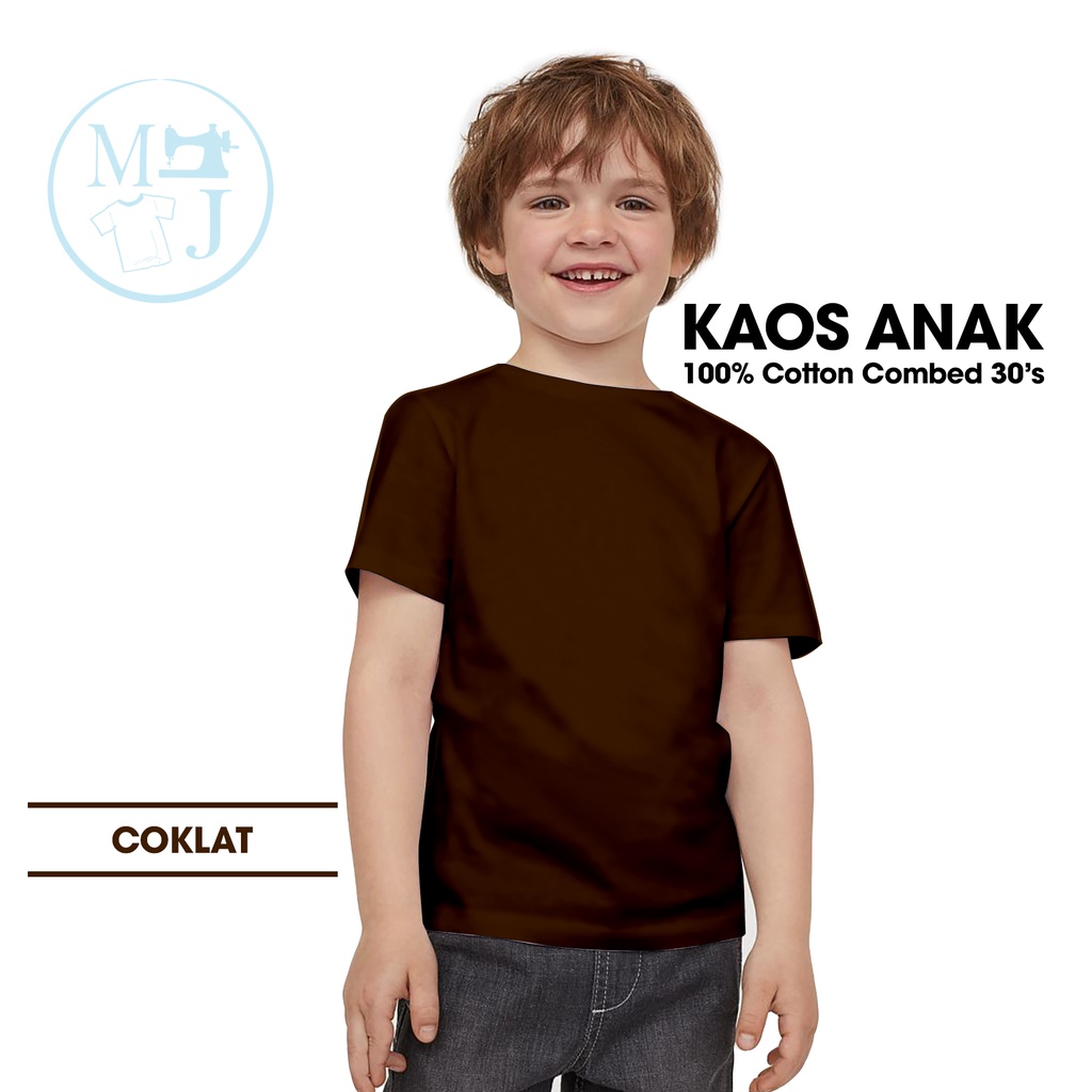 Kaos Polos Coklat / Fashion Anak / Kaos Polos Anak Combed 30s