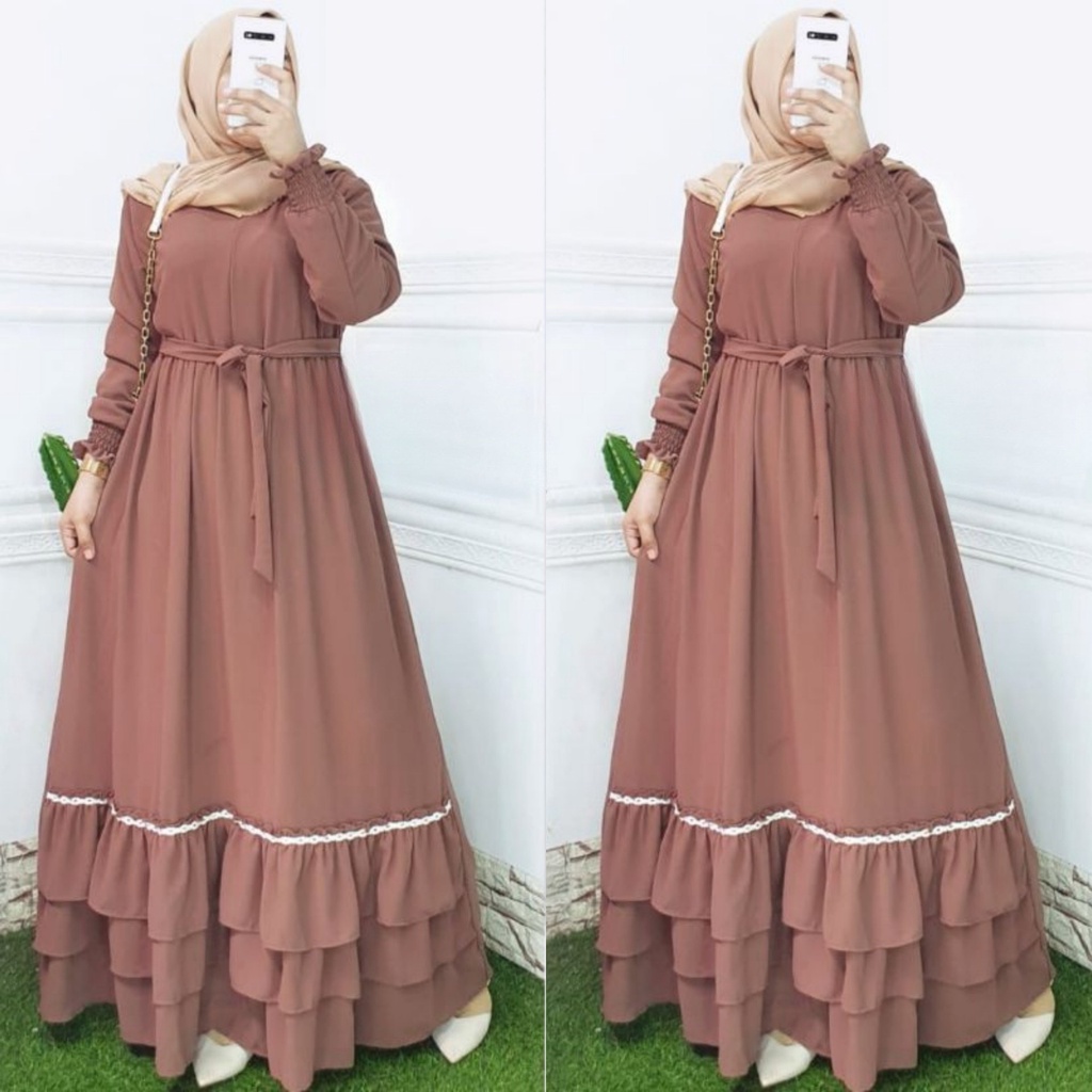 andara maxi ceruty bebydoll /gamis syarii ceruty bebydoll renda /gamis ceruty bebydoll terbaru