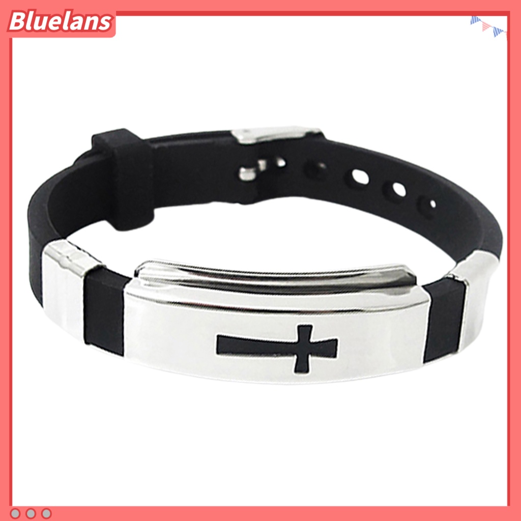 Bluelans Unisex Cross Pattern Stainless Steel All-match Bangle Bracelet