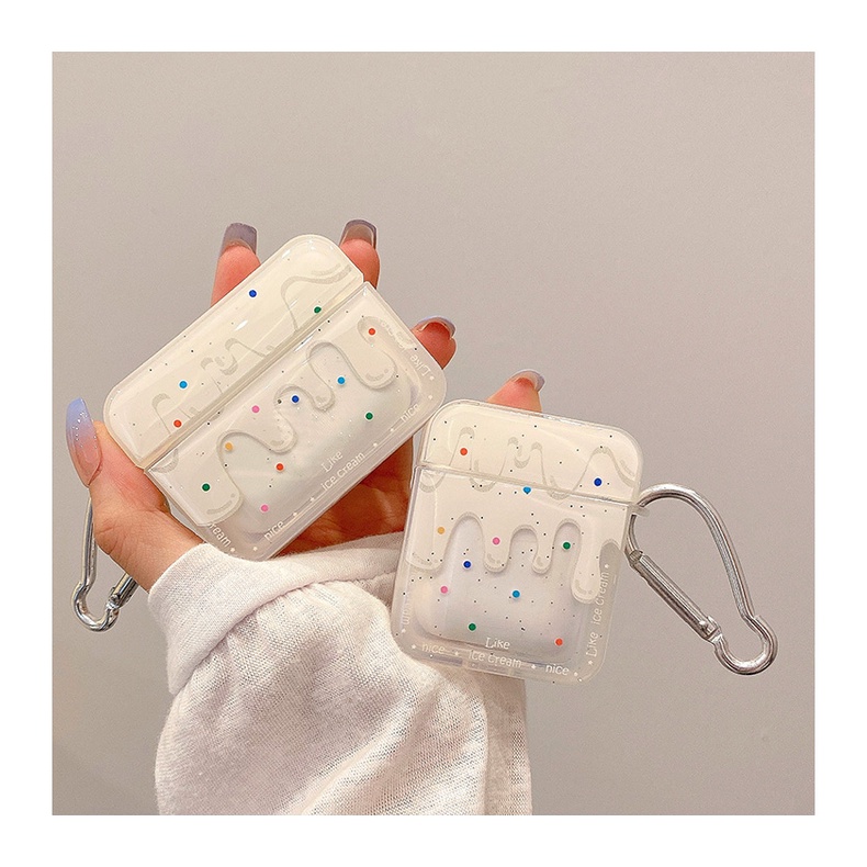 Case Pelindung Bahan Plastik Transparan Motif Print Untuk Airpods 1 2 3 Pro headphone