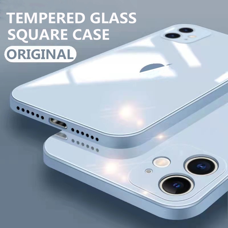 Casing Tempered Glass iPhone 11 12 13 Pro Max XS Max XR X 7 8 Plus 11Pro 12 Pro Max Shockproof