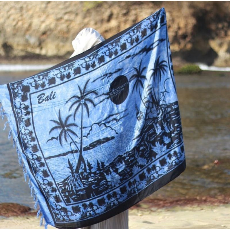 Sarung pantai lukis khas bali | Sarung pantai handmade | Kain pantai lukis | Sarung pantai murah-Pantai blue