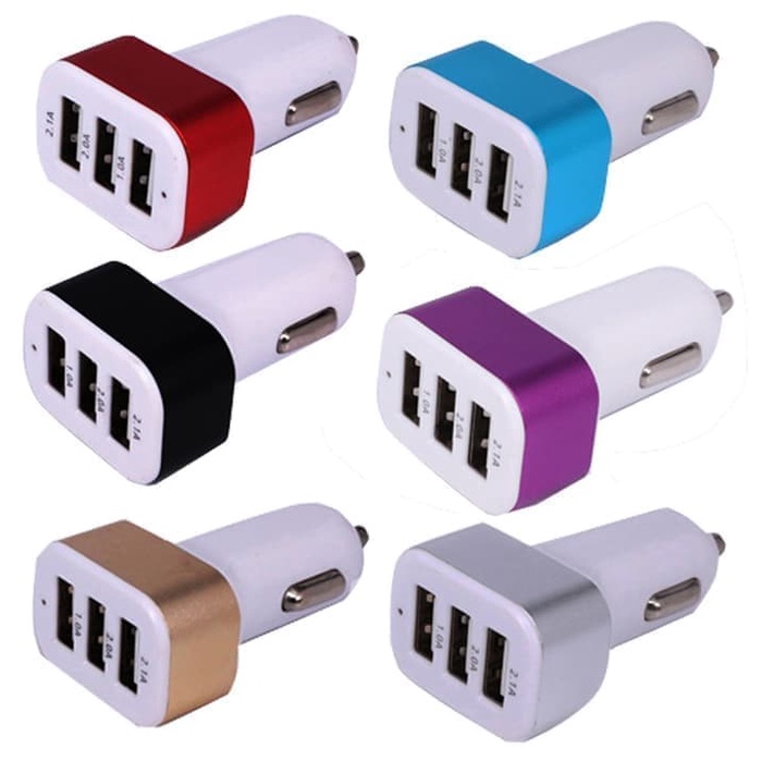 USB 3 IN 1 CHARGER MOBIL Portable Casan Handphone Android Phone Aksesoris Interior Mobil Murah