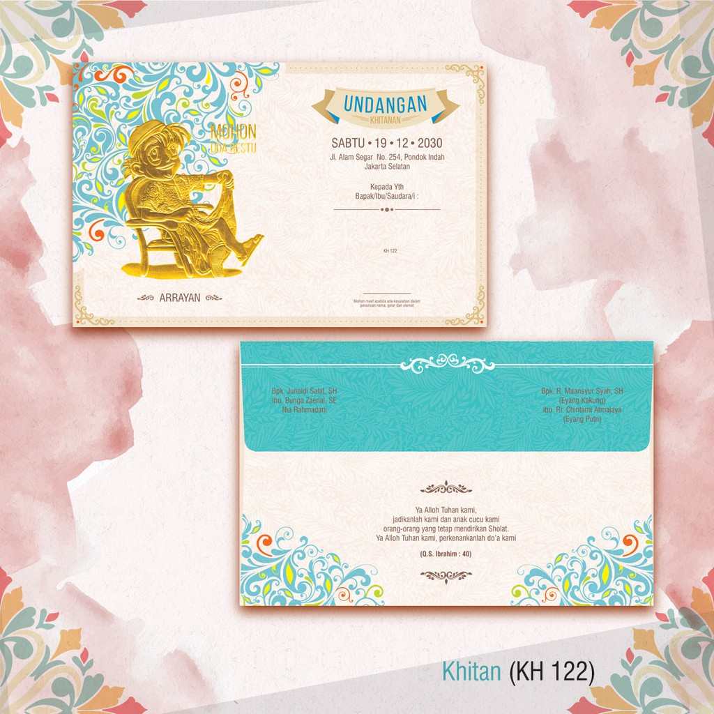Cetak Kartu Undangan Khitan Kekinian Unik Simple  dan Elegan Bisa Dikasih Foto Anak - Khitan