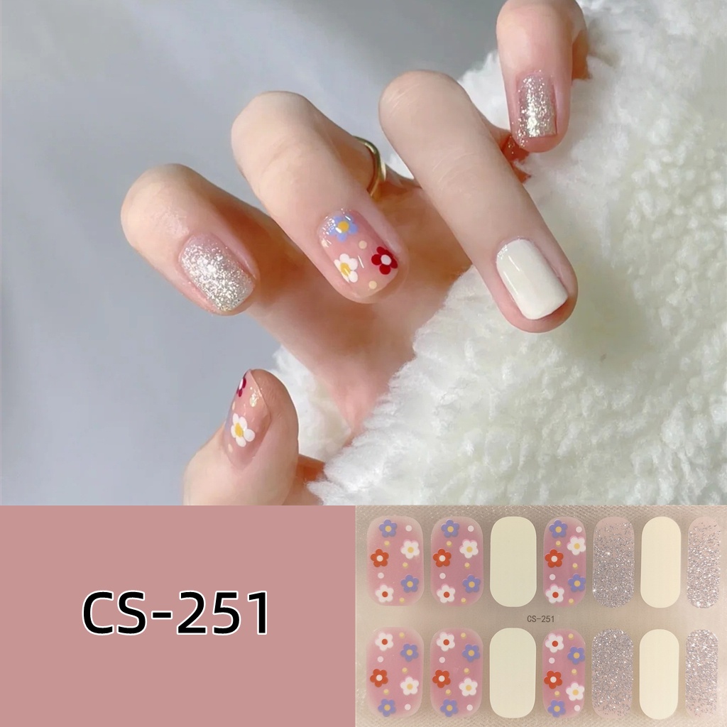 14pcs / Set Stiker Kuku Motif Kartun Warna Gradasi Anti Air / Racun Untuk Nail Art / Manicure DIY