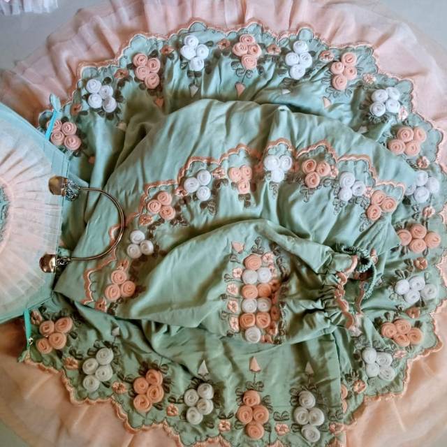 Mukenah bordir  timbul tile mahar seserahan