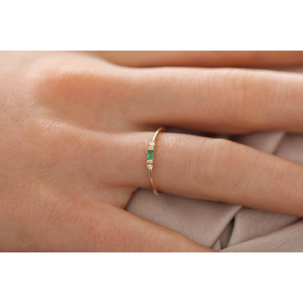 Jza0189 Cincin Bahan Sterling Silver 925 Desain Mawar Hijau Untuk Wanita