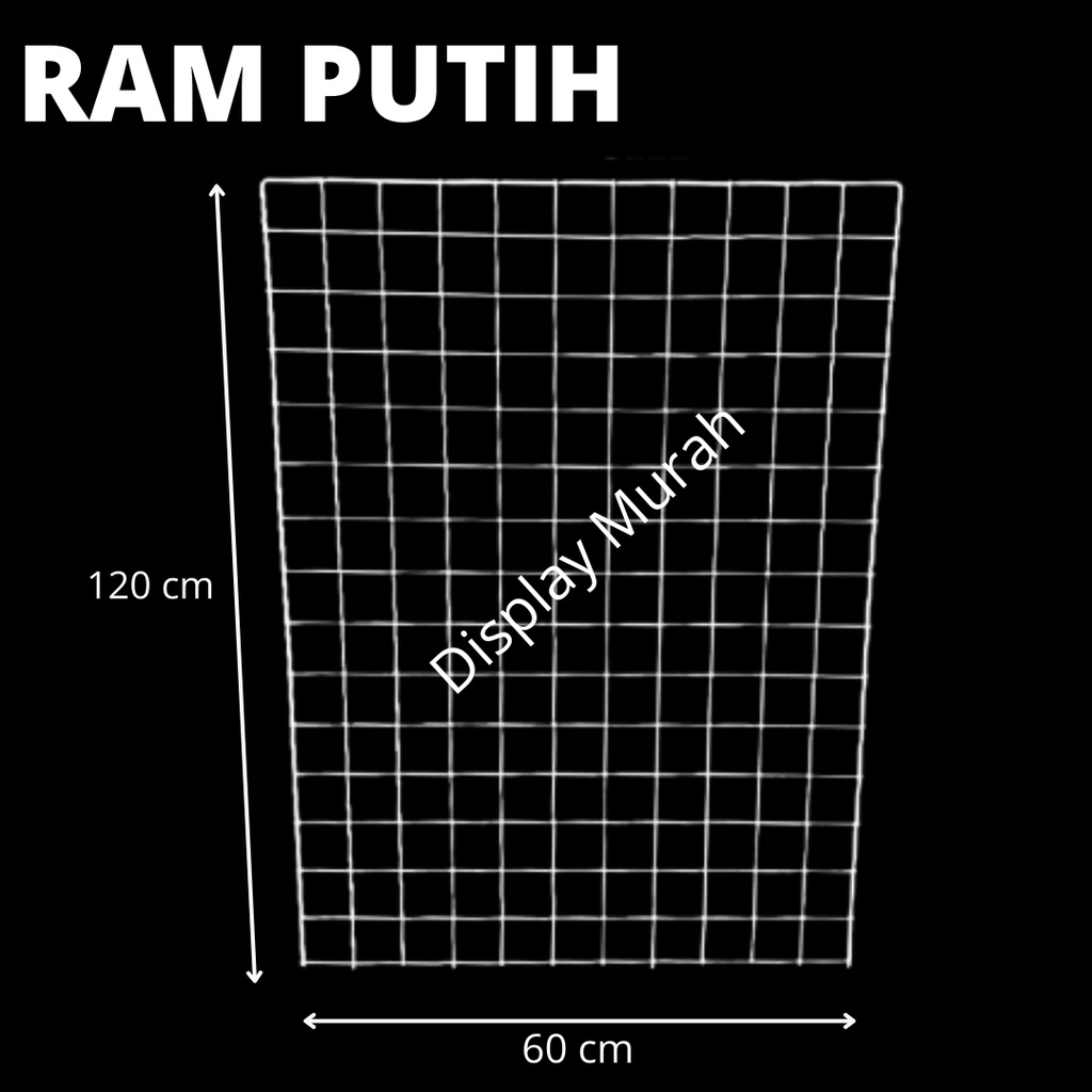 Ram Kawat Putih 60 x 120 cm Wire Grid Kawat Putih Ram Putih Display Aksesoris Grid Wall+Dus - BH