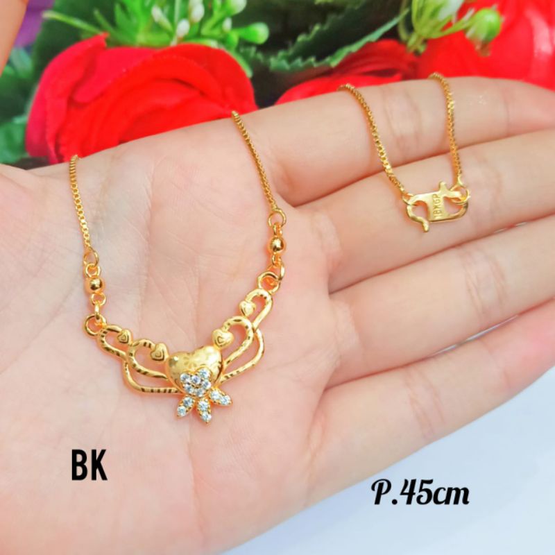 Kalung Dewasa koye permata ukir batik emas Korea *COD*