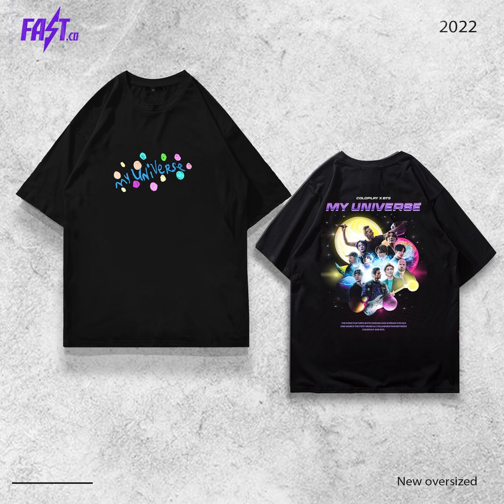 Ready Stock - Coldplay T shirt X BTS My Universe Vintage Band Tshirt Oversize
