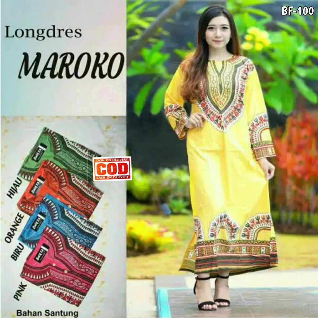 Long Dress Murah Busui Lengan Panjang Gamis Maroko - Kode BF-100