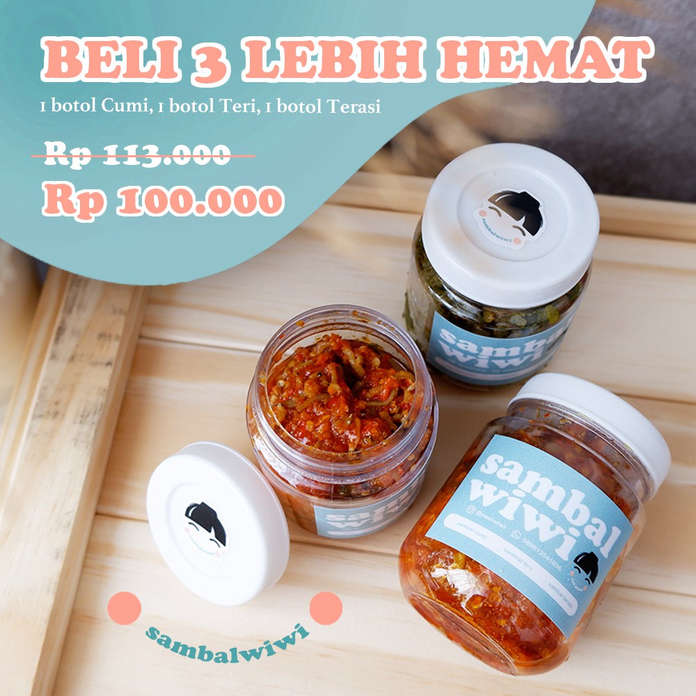 

Paket sambal botol khas Wiwi beli 3 lebih hemat