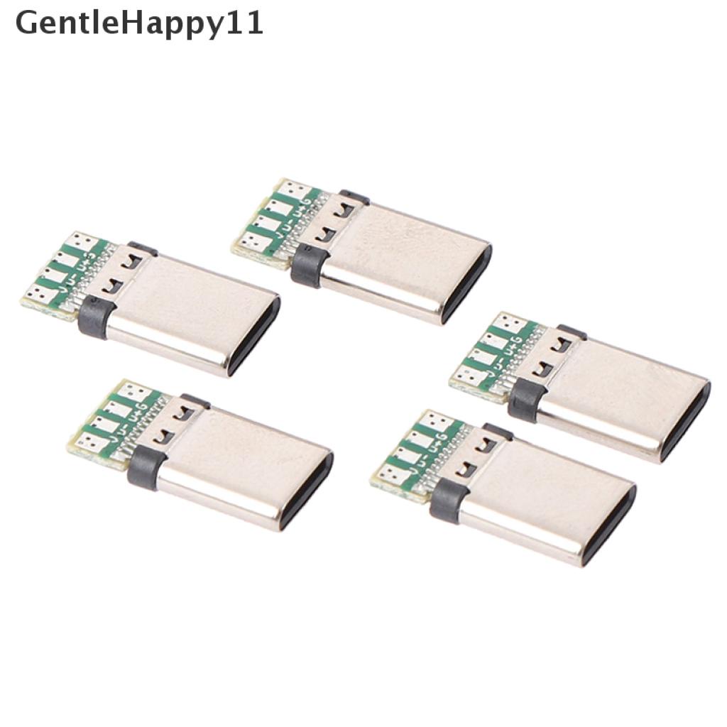 Gentlehappy 5Pcs Soket Konektor Plug Solder USB 3.1 Tipe C Male DIY Untuk PC Board