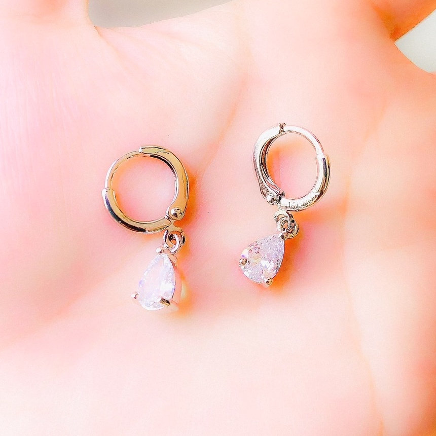 Anting Wanita Tetes Liontin Putih Silver Xuping