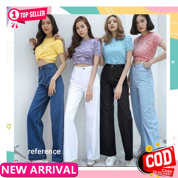 Celana Kulot Jeans Wanita Sobek Kulit Hitam Sobek Ripped Jins Denim Highwaist Murah Cewek Cullote Cu