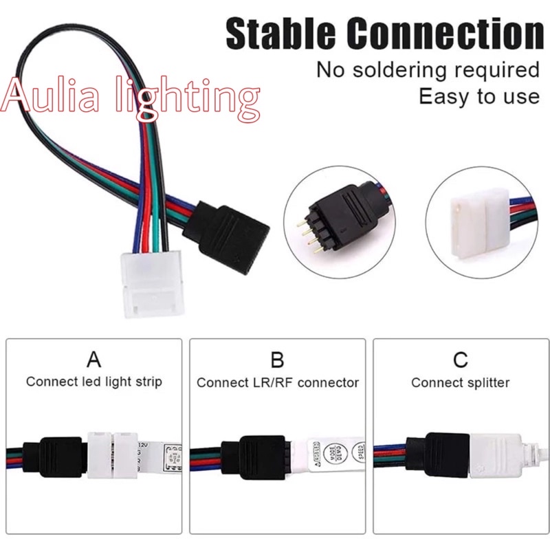 Kabel Jepit 2 Sisi LED Strip RGB 3528/5050 ke kepala rgb 4 Pin Sambungan Led Strip SAMBUNG ACC