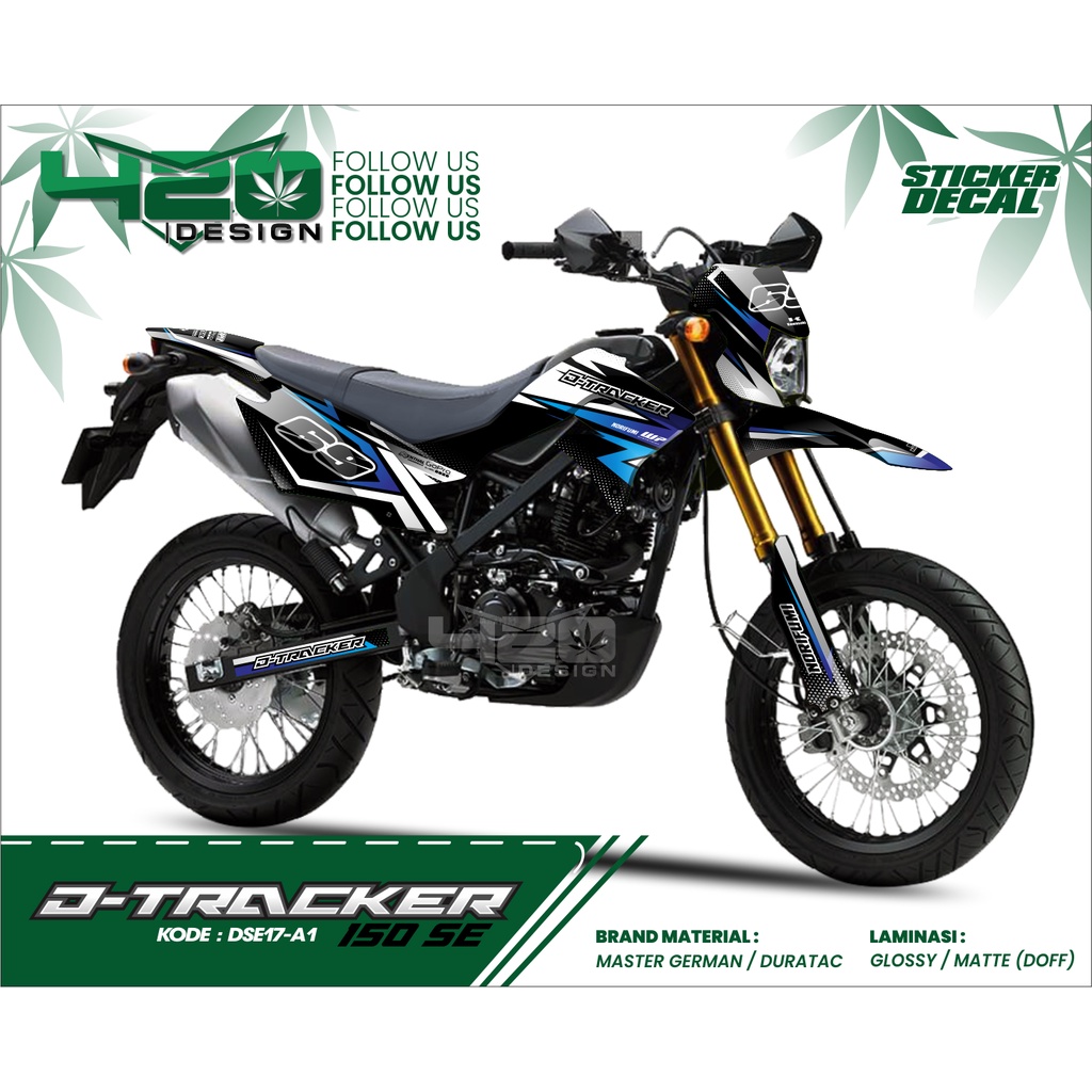 Full Body Sticker KLX Dtracker SE 150 New Variasi Biru - Dekal Stiker Kawasaki DSE Custom Desain Mot