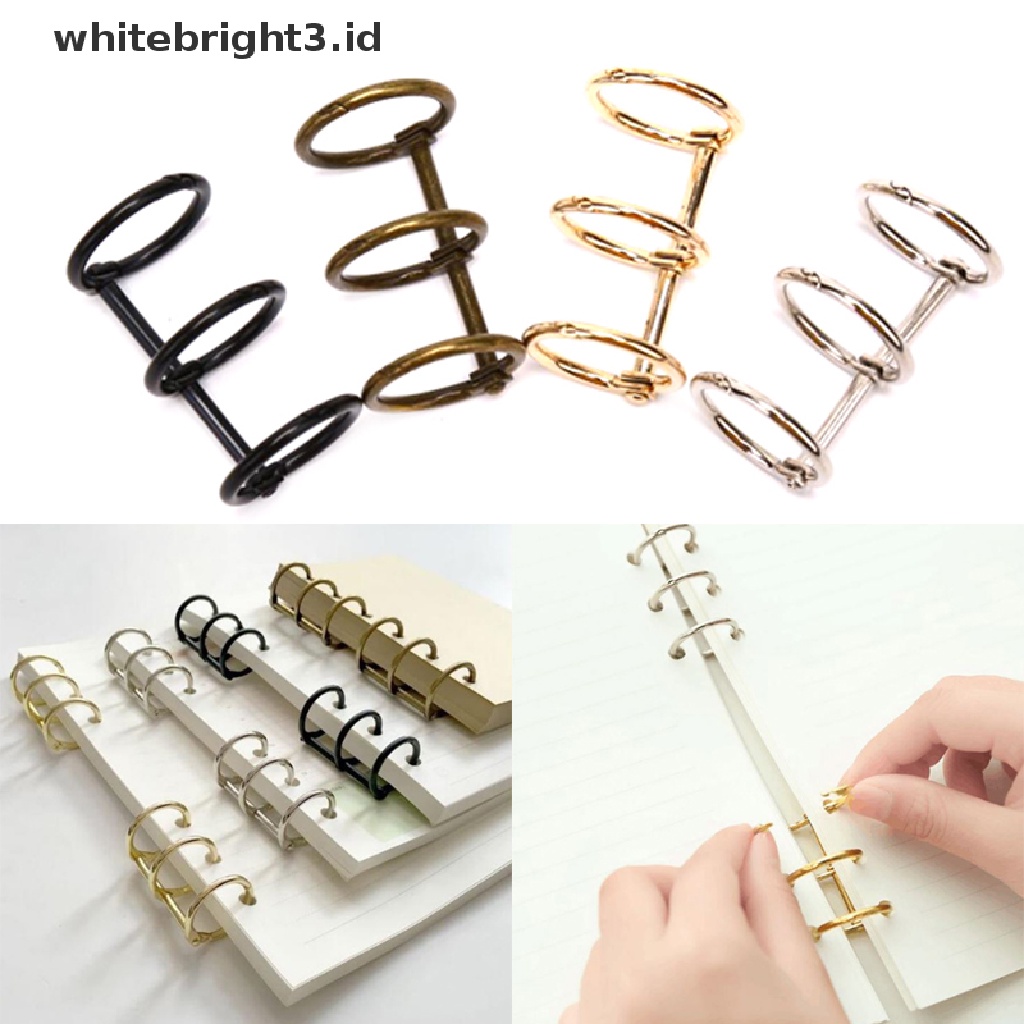 (whitebright3.id) 2pcs Ring Binder 3 Ring Bahan Metal Untuk Membuat Album / Scrapbook DIY