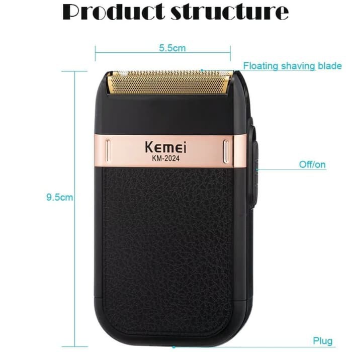 Kemei KM 2024 Alat Cukur Jenggot Kumis Botak Rata Kulit USB Shaver Mesin Cukuran Elektrik KM-2024