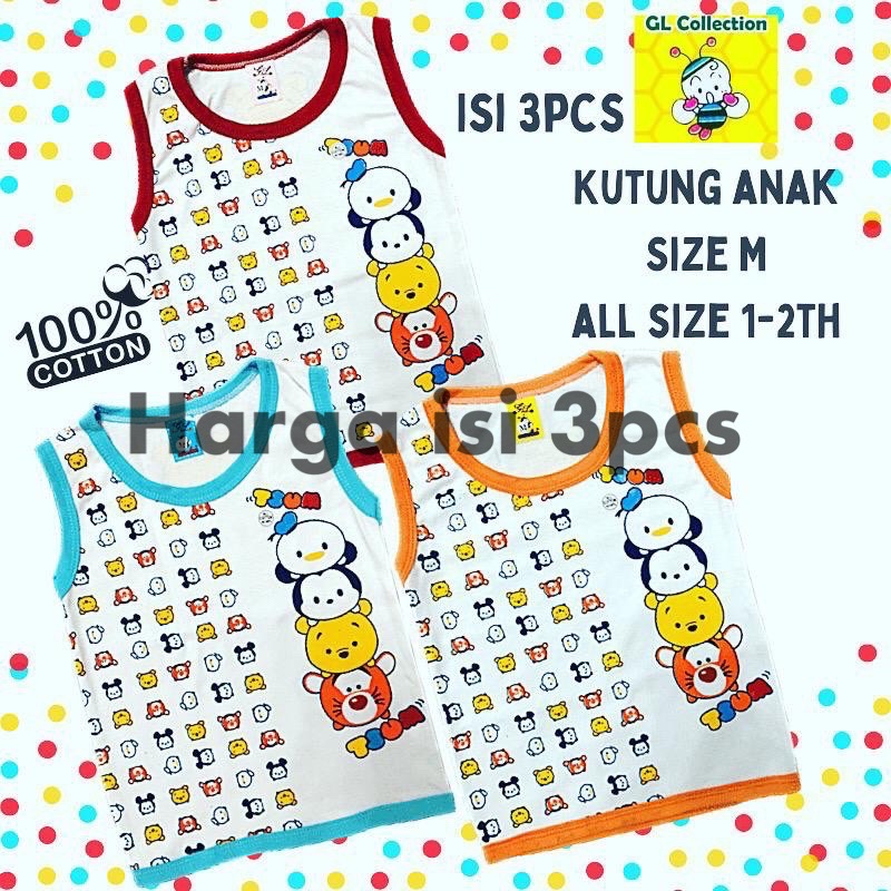 OBRAL!ISI 3PCS!ATASAN KUTUNG ANAK SIZE M ALL SIZE 1-2TAHUN 100%KATUN