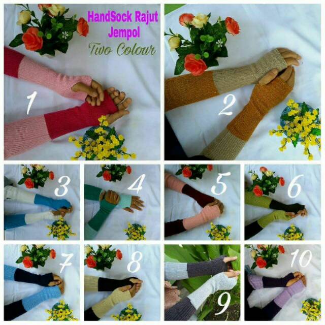 Handsock rajut bolak balik/dua warna