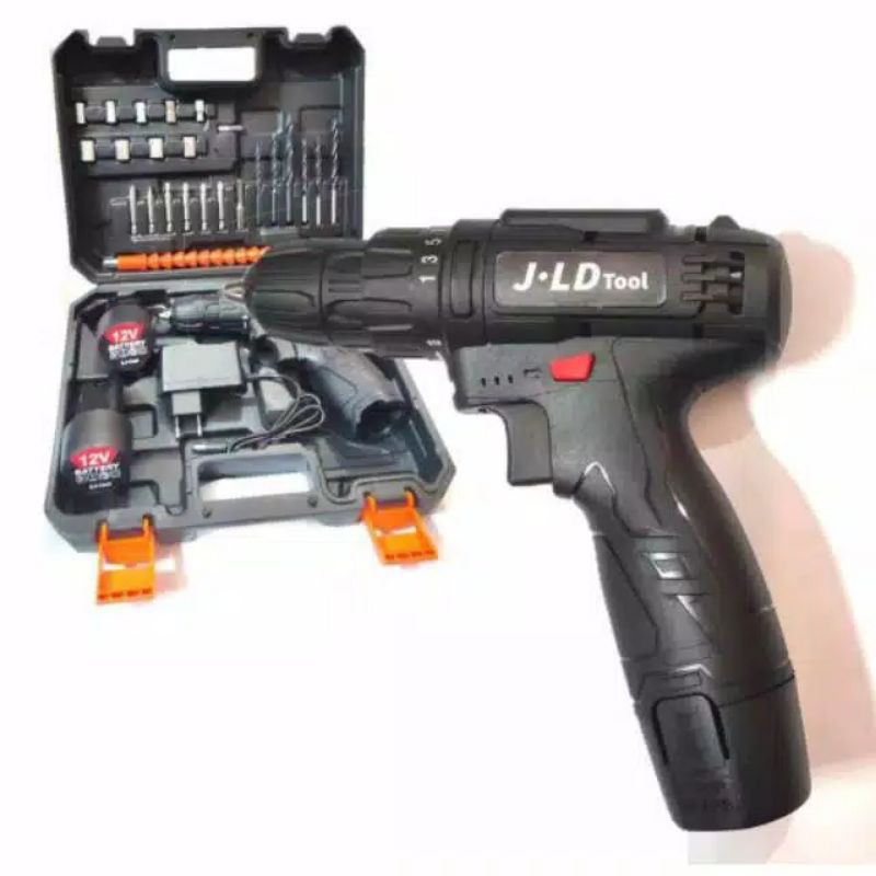 JLD 12V-SET Bor Obeng Bor Baterai 12 Volt Cordless Drill