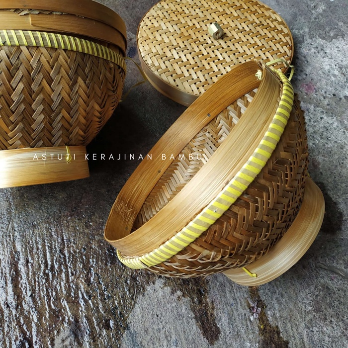 Cething Nasi Bambu 28 cm/Wadah Nasi Tradisional/Wadah Nasi Bertutup/Wadah Nasi Unik/Wadah Nasi Jawa