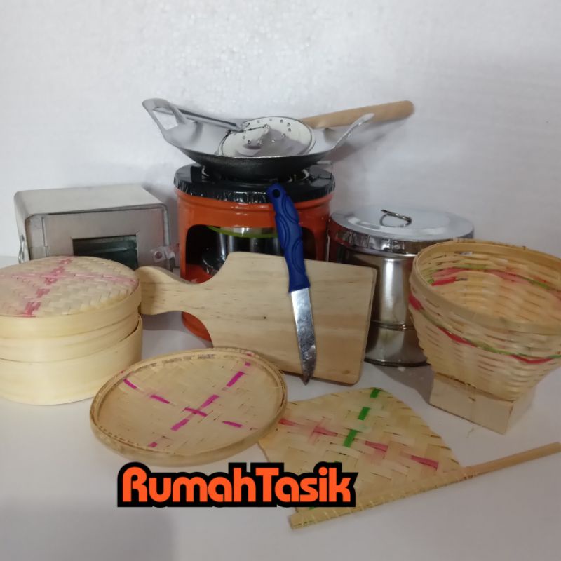 Rumah Tasik Set Alat Masak Mainan Masak Masakan Anak Bisa Nyala Kompor Mini Mainan Anak