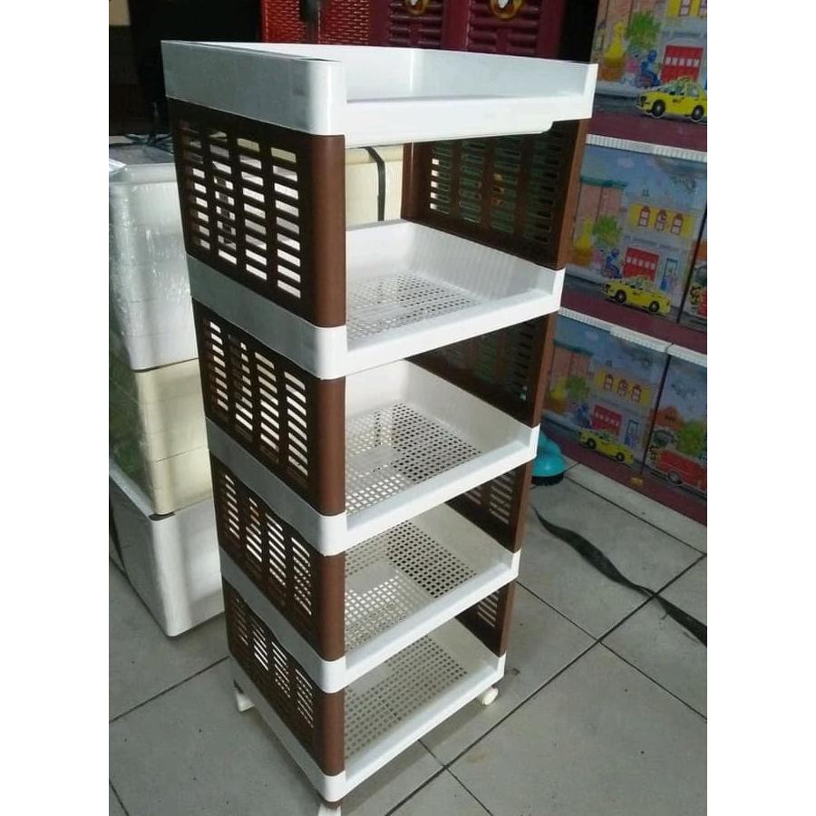 Rak Plastik Susun 5 + Roda