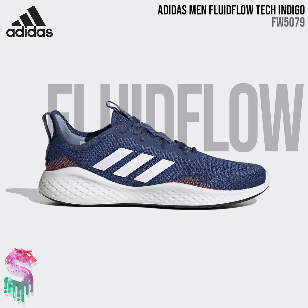 adidas Fluidflow [FW5079] Tech Indigo Men Original BNIB - Sepatu Lari Pria