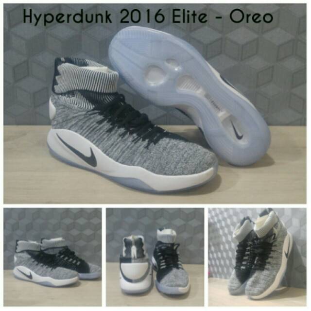 (FREE TALI SEPATU) HYPERDUNK 2016 ELITE OREO / NIKE HD 16 FLYKNIT / SEPATU BASKET MURAH