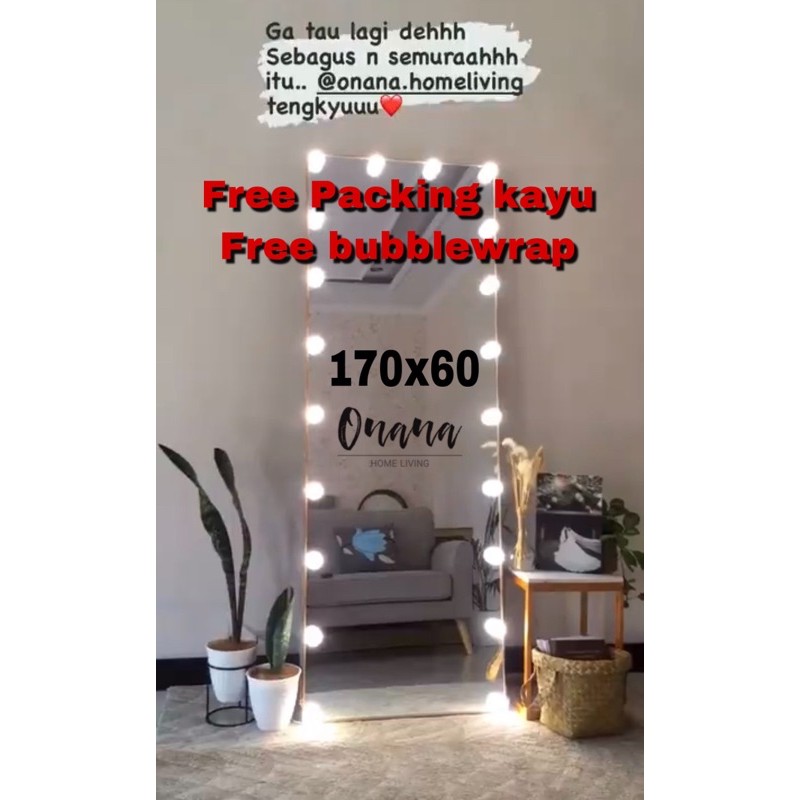 STANDING MIRROR 170x60 FRAMELESS GANTUNG / STANDING (FREE PACKING KAYU & BUBBLE WRAP)