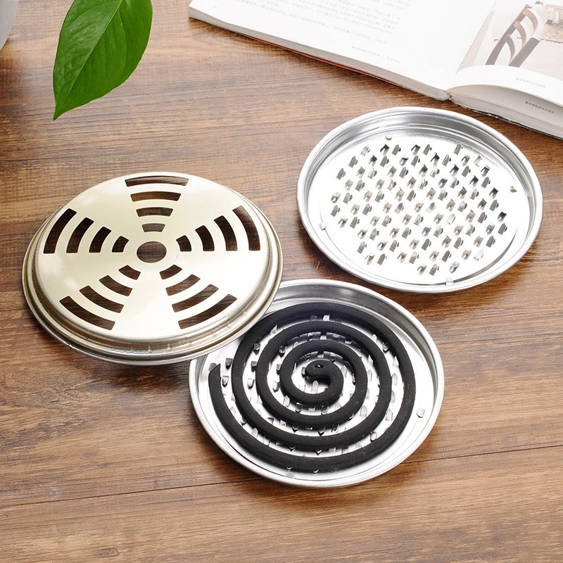 [1PCS Safety Mosquito Coils Holder With Cover ][Large Metal Insect Repellent Rack][ Mosquito Repellent Incense Plate for Home Outdoor]