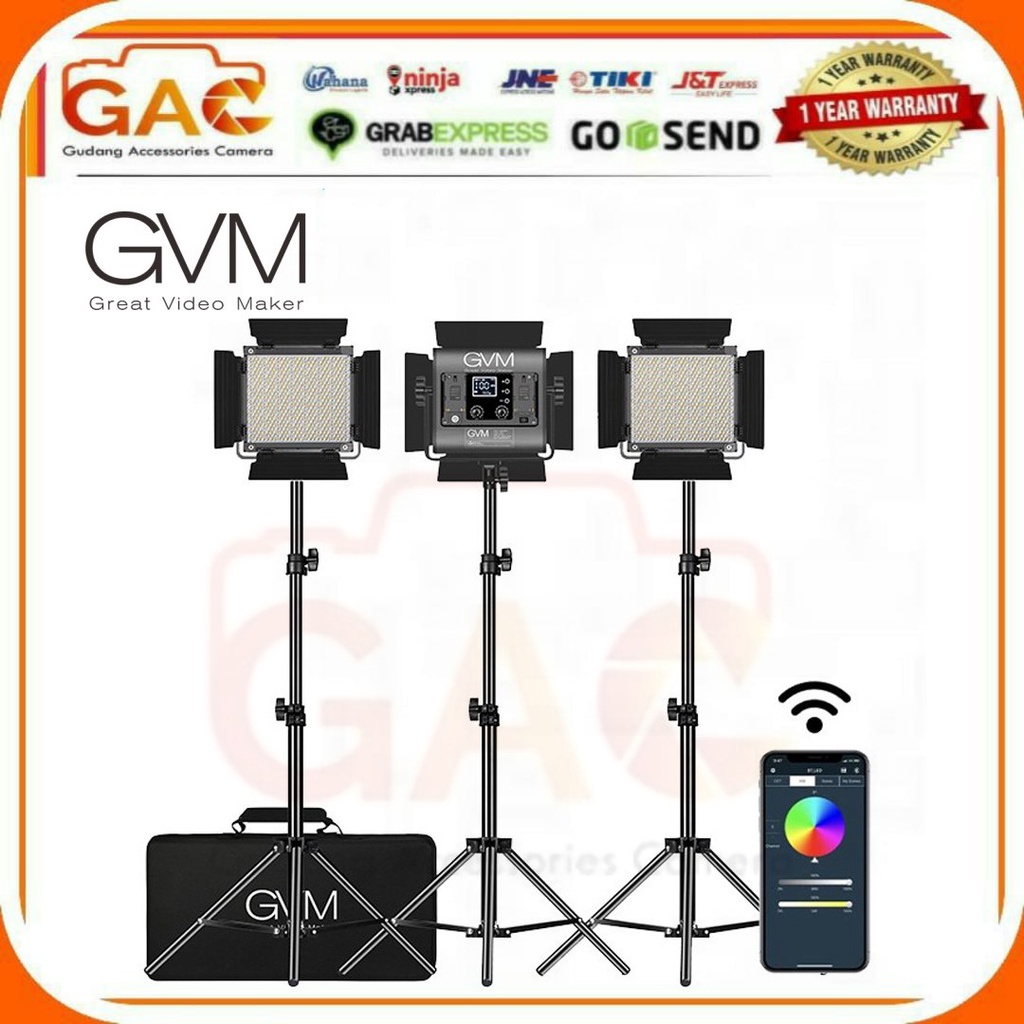 GVM 850D RGB 3-pcs Hight Beam Bi-Color &amp; Hight Power LED Video Light