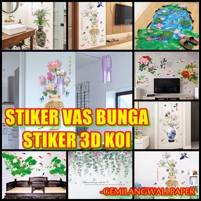 GEM - STIKER DINDING STIKER VAS BUNGA STIKER MERAK BUNGA STIKER KALIGRAFI WALLSTIKER DINDING POT STI