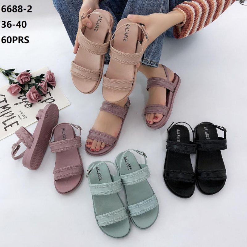 sandal sepatu  tali  sandal wanit jelly  trendi balance 6688 