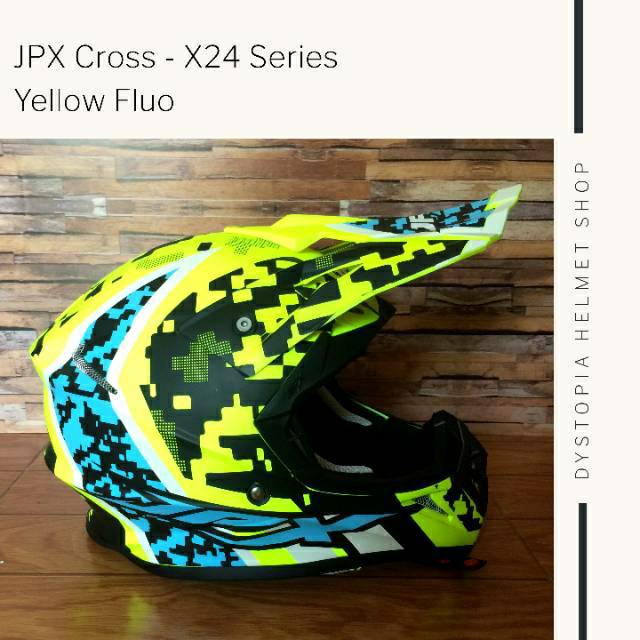 Helm Cross JPX X24 Series Yellow Fluo Doff Kuning Fluo Doff