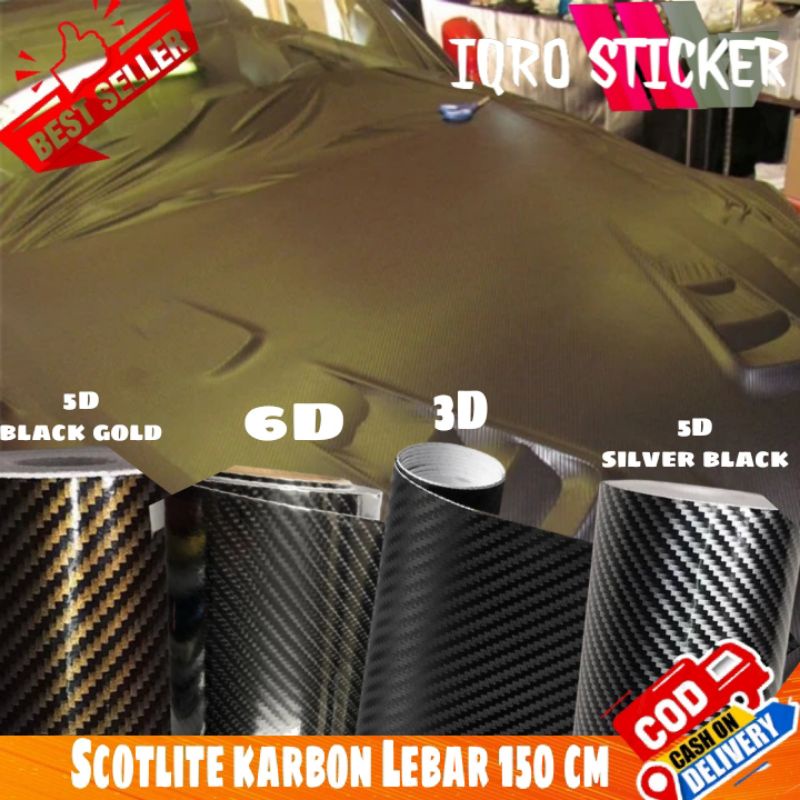 Jual Stiker Skotlet Karbon Lebar 150 Cm Jenis 3d 5d 6d Kevlar Pelangi