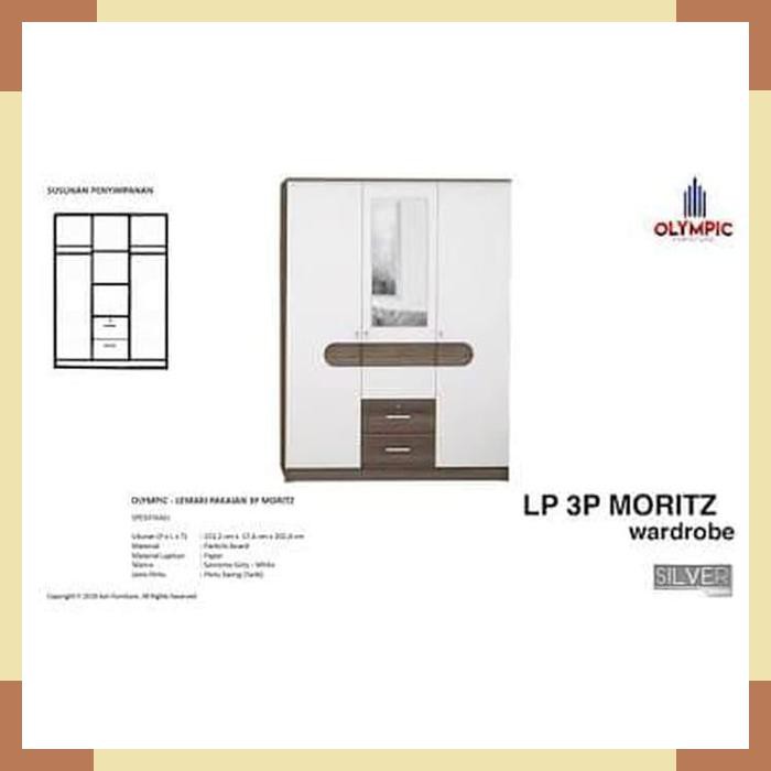  Lemari  pakaian  3 pintu MORIZT series merk OLYMPIC  Shopee 