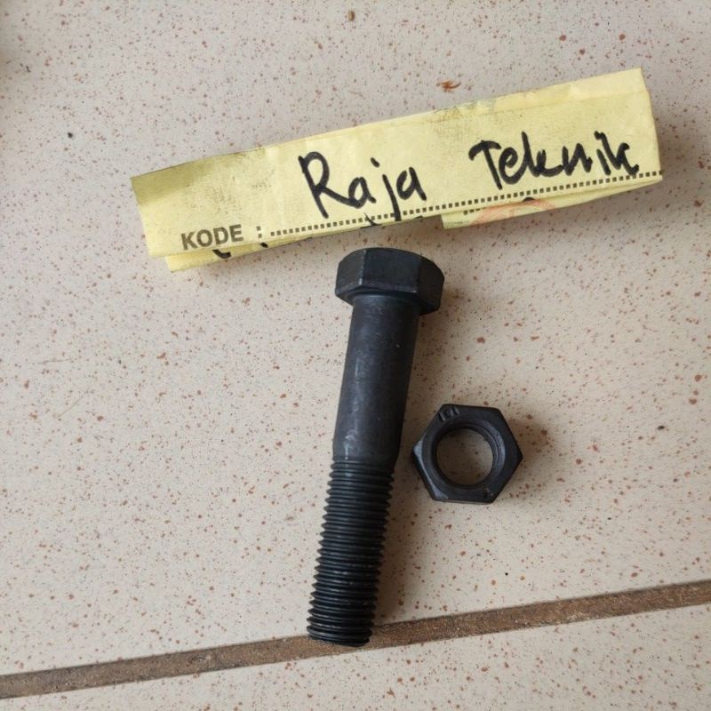 baut mur baja m10x50 drat halus kunci 14 drat pitch 1.25 8.8 /baut mur baja drat halus m10x50 8.8 / 